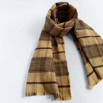 China Fashion New Arrival Wool Blended Shawl With Increased Bib Plaid Double Function Warm Scarf For Women for sale