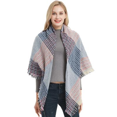 China Brand New Fashion Winter Sweater Knitted Plain Shawls Cotton Plaid Cape Shawls for sale