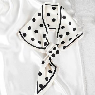 China Korean version medium wave dot printed small square scarf imitated decoration silk scarves for sale