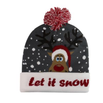 China Wholesale Picture Christmas Decoration LED Knitted Universal Led Hat Child Adult Christmas Hat for sale