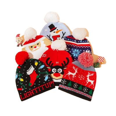 China Wholesale Picture Winter Kids 100% Cotton Skein Crochet Knitted Baby Pom Beanies Custom Label Toddle Hats for sale