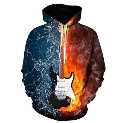 China 2021 New Fire Guitar Anti-wrinkle 3D Note Casual Fashion Hip Hop Pullover Unisex Hoodie Color Print for sale