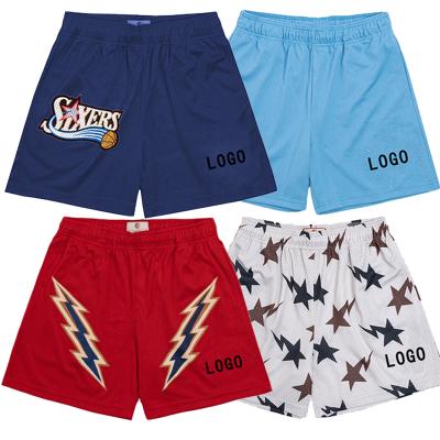 China Custom Logo Style Thick Shorts Spandex Cotton Real Double-Layer Mesh Fabric Mesh Basketball Shorts Anti-Wrinkle Fog Shorts Men for sale