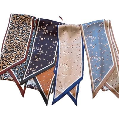 China Hot selling long shape leopard silk scarf women's printing silk women's scarf news double-sided digital tape hair for sale