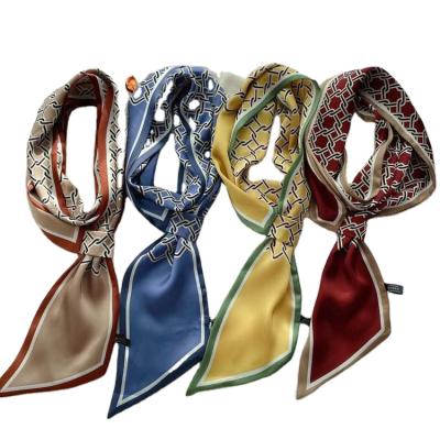 China European and American small silk scarf long new design plaid pattern long ladies ear printing for sale