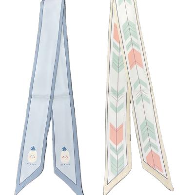 China New 5*90cm small long shape twill digital printing ribbon silk scarf women's hair band purse tie 5*90cm for sale