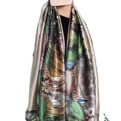 China Wholesale new custom printed 90*180cm long new scarf decorations shawl satin silk scarf for women for sale