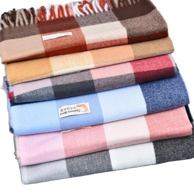 China Korean long warm dual-use bib of the fringe of the new cashmere autumn and winter plaid style women's scarf for sale