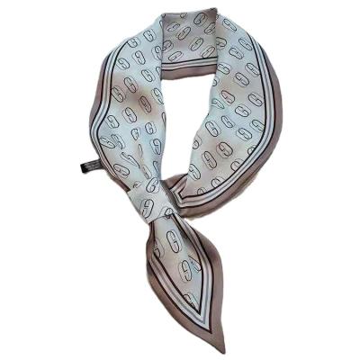 China Small Women's Fashion Elegant All-match Silk Scarf Long Letter Shape Ear Style Small for sale