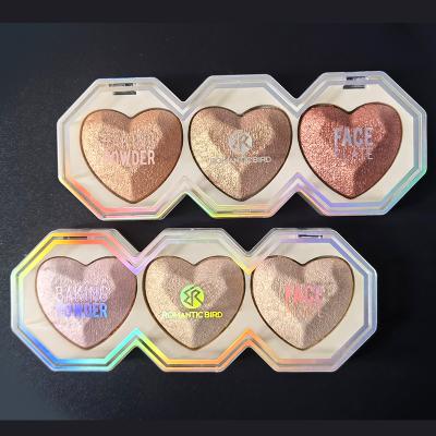 China Brighten Wholesale Make Up Highlighter Bar Palette Loose Body Rose Highlighter Powder And Contour No Logo Shining for sale