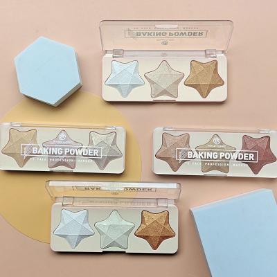 China Professional Face Shimmer Bird Makeup Cosmetics Bar Baking Powder Highlighter Professional OEM Star Shape 3 Color Rose White Custom Logo for sale