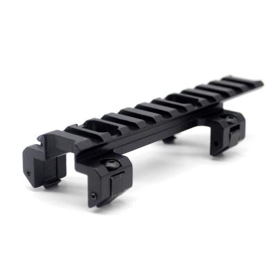 China Aluminum Alloy 20mm Picatinny Weaver Rail Extension Scope Mount Adapter Claw with 11 Slots for MP5 GSG5 G3 Rail Bracket Clip for sale