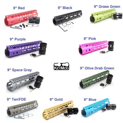 China KeyMod Handguard Aplus 10 Colors Optional 9 Inch Rail Free Float Rail Mount System. length NSR KeyMod AR15 AR 15 Handguard for sale