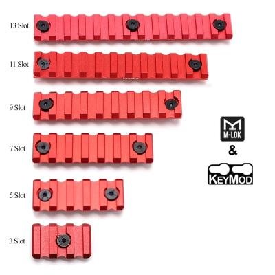 China Keymod & M-LOK Aplus Compatible Universal Upgraded Optional 3,5,7,9,11,13 Slot Red Picatinny Rail Section Compatible Both Keymod&M-lok Rail System for sale