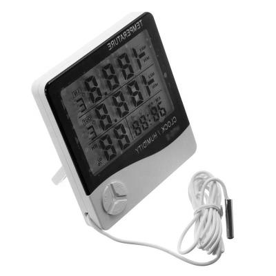 China ABS LCD Display Thermometer Hygrometer Temperature Humidity Meter Electronic Weather Station Alarm Clock for sale