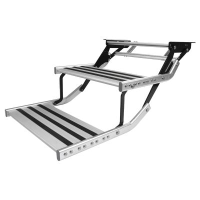 China Duarable HEYRV Anti-Slip High Strength RV Manual Pull Out Aluminum Steps RV Motorhome Accessories Double Steps RV Caravan Step for sale