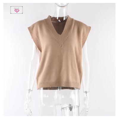 China Fashion Slim V-neck Vest Autumn And Winter New Woolen Knitted Vest Women'S Sweater Flunlona Early Breathable Early Outer Vest for sale