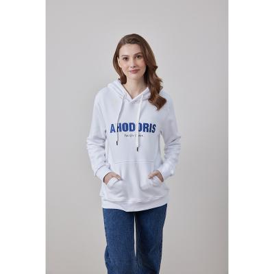 China OEM Breathable Fashion Cotton Embroidery White Letter Regular Hoodies For Lady for sale