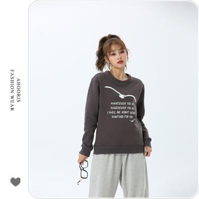 China Ahodoris Breathable Hot Selling Cotton Sweated Simple Vintage Custom Wholesale Oversized Woman Tops Crewneck Logo Embroidery Casual Sweatshirt for sale