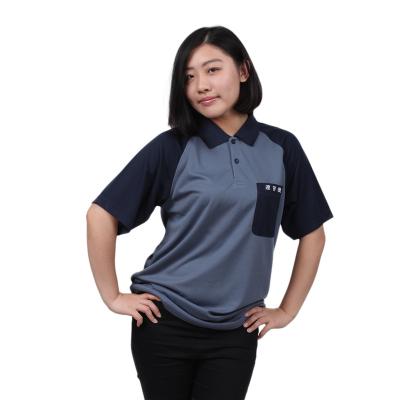 China Factory Price Casual Unique Organic 100% Cotton Pocket Black Turn-Down Collar Office Women Polo T-Shirt For Women for sale