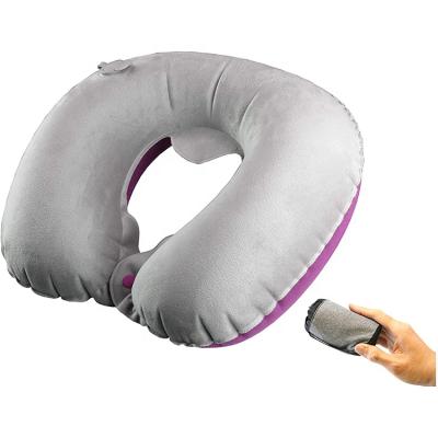 China Air U Neck Pillow Explosion Anti-static Portable Flocking Inflatable Cushion For Inflatable Furniture for sale