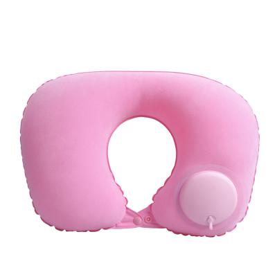 China New Fashion Foldable Inflatable Flocking Foldable U Shaped Pillow Travel Inflatable Pillow for sale