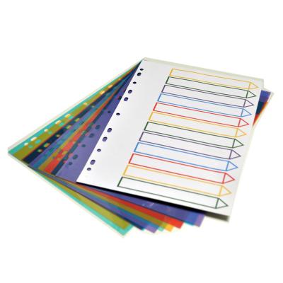 China Office School Stationery Colored 10 Tags Cards A4 Size Index Page Different Holes Folder 1pcs/pp Bag Eco-friendly Binder Paper File Divider 11 Different NC; ZHE for sale