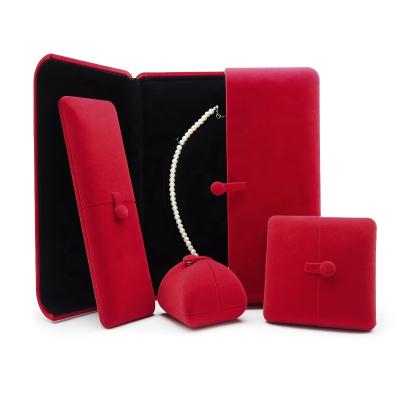 China Convex Design New Top Premium Red Jewelry Box Set Double Open Velvet Material Jewelry Box For To Protect Jewelry for sale