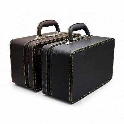 China Three Trays PU Leather 3 Inside Trays Jewelry Carrying Case Travel Jewelry Moving Case for sale