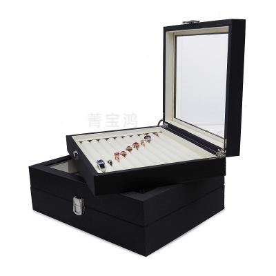 China For Bracelet Black Display Jewelry Case With Necklace Glass Boxes Transparent Cover Clear Top Jewelry Box for sale