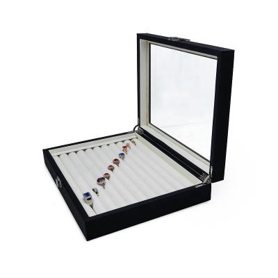 China Bracelet Black Jewelry Display Case With Cover Organizer Box Acrylic Transparent Clear Jewelry Ring Display Trays for sale