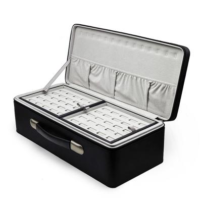 China Direct Wholesale Black Large Size Six Dishes Box Factory Jewelry Box Jewelry Case Travel Organizers With Handles for sale