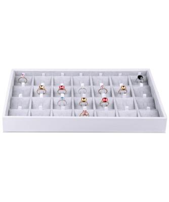 China Stackable Jewelry Display Tray High End White PU Leather Wrapped With Light Gray Flannel Lining for sale