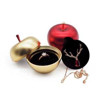 China Simple Metal Ring Necklace Box Jewelry Storage Jewerly Ring Box Ring Box Necklace Organizer Wedding Red Packaging for sale