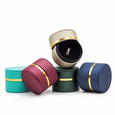 China Round Wedding Jewerly Storage Vintage Ring Box Choker Necklace Box PU Wooden Ring Box For Necklace for sale