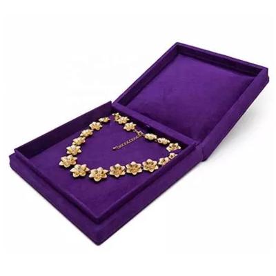 China Fashion Large Size Purple Suede Material Jewelry Necklace Set Jewelry Packaging Boxes Purple Box Jewelry for sale