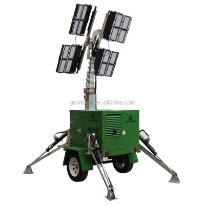 China ROAD 12m Portable Hydraulic Mast LED Trailer Mounted Light Tower for Construction, Disaster, etc. extraction for sale