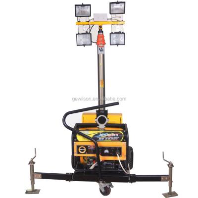 China ROAD 4.5m Mobile Telescopic Mast 4x500w Halogen Light Tower for sale