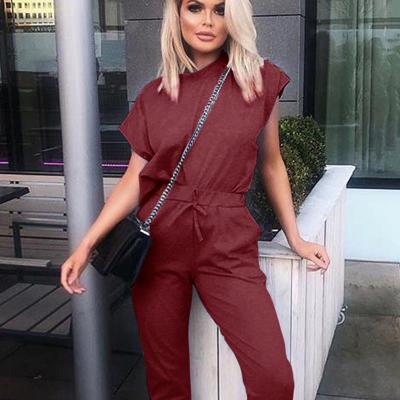 China Good Quality Hot Sale Fashion Solid Color Casual Women's Breathable Clothing Plus Size Top and BottomTwo Piece Set for sale