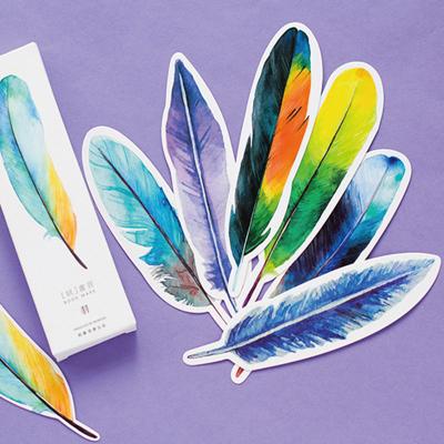 China 30pcs/box Lovely China Feather Shape Bookmark Kawaii Cartoon Bookmarks School Supplies for sale