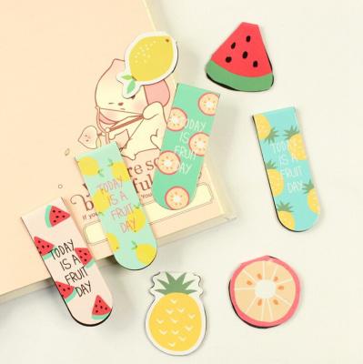 China Cute Magnetic Book Marker Magnetic Material Page Stationery School Office Supply Kawaii Fruit Ice Cream Bookmark for sale