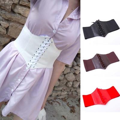 China Women's Dress Decoration Corset Vintage Wide Waistband Thin Lace Up Corset Waistband Elastic Slim Wide Waistband Slim Adjustment Unique Elegant for sale