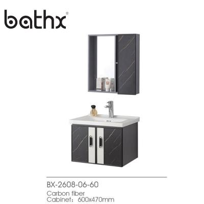 China Modern Style Modern Hotel Furniture High Quality Wall Mounted White Carbon Fiber Bathroom Sink Cabinet for sale