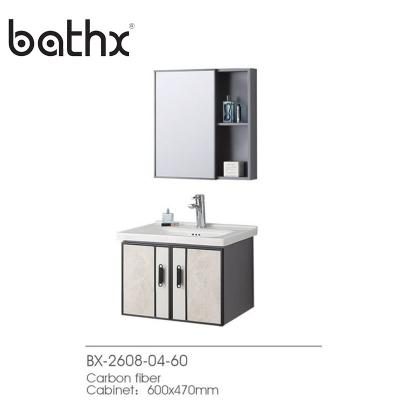 China Modern Waterproof Bathroom Vanity With Mirror Carbon Fiber Modern Cabinet Household Furniture for sale