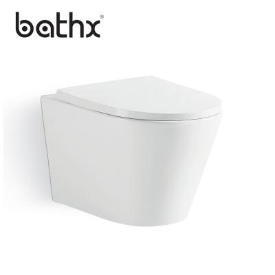 China Latest Double-flow Sanitary Ware Water Saving Square Chinese Rimle Wall-Hung Toilet Supplier for sale