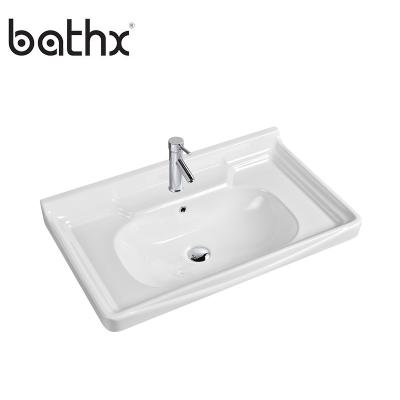 China Factory Supply Modern Style White Color Bathroom Countertop Sink With Unique Cabinet for sale