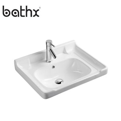 China Modern Design High Quality White Color Ceramic Cabinet Wash Basin Bathroom for sale