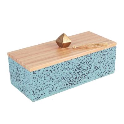 China Resin / Terrazzo / Soild Wood / Line Accessories Jewelry Box Desk Table Storage Box for sale