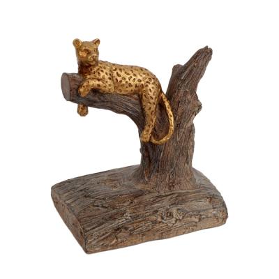 China CREATIVE Poly Cast Resin Leopard on Tree Animal Bookend for sale