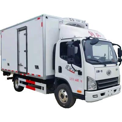 China Transport freezer food 4*2 FAW 6-8tons refrigerated cold room van truck -18-5 degree unit truck standby electric transport vehicles for sale